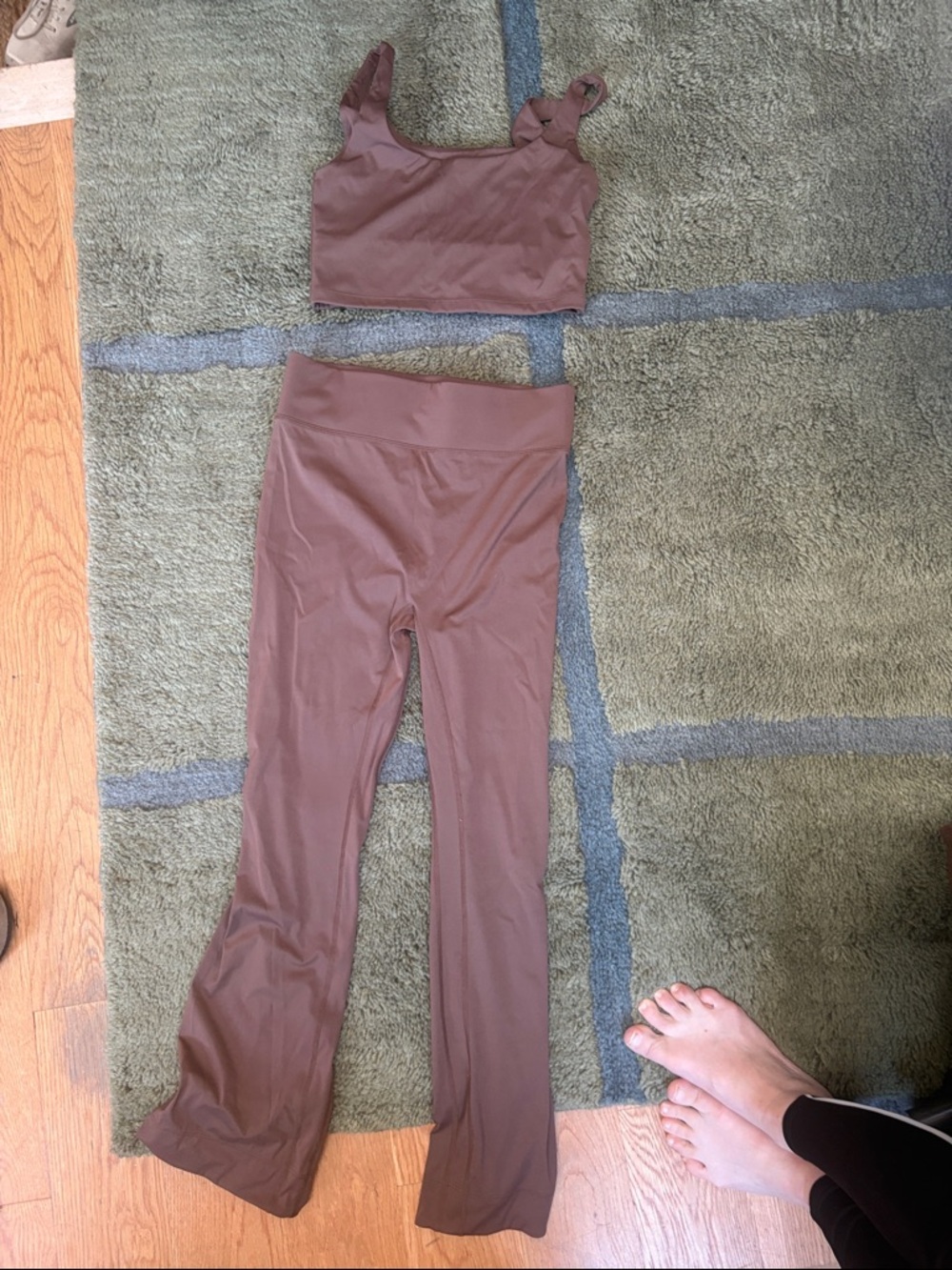 ALL ACCESS Brown Activewear Set - Crop Tank & Flared Leggings